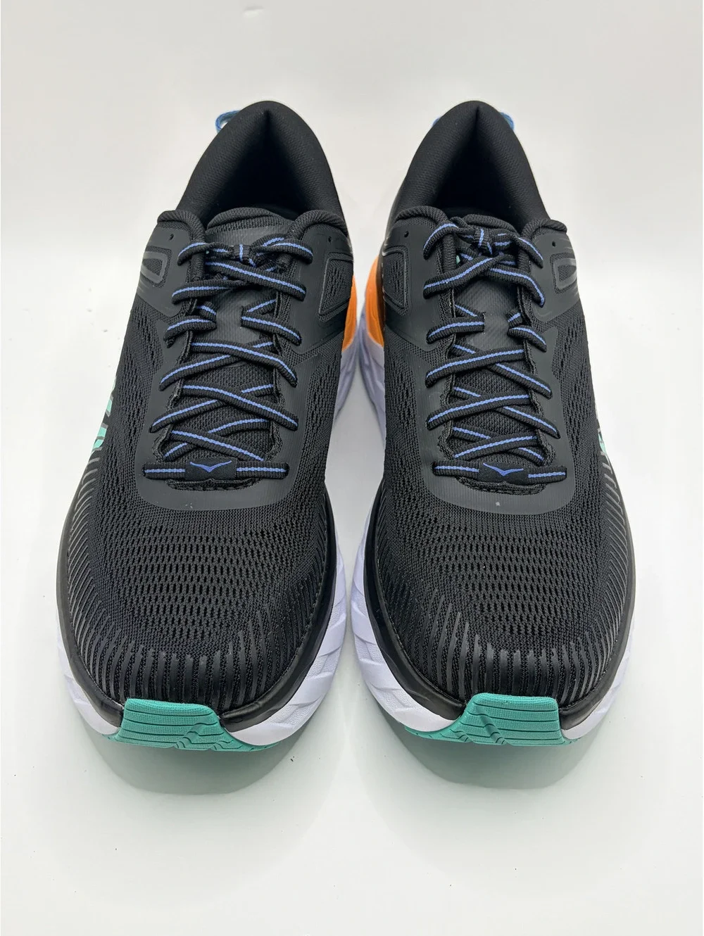 Hoka One One Bondi 7 Men's Running Shoes Size 11 Black Turquoise Orange Cushiony